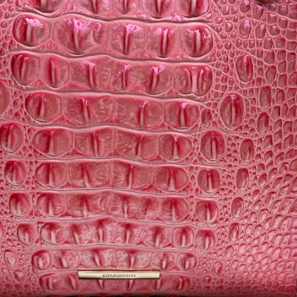 Brahmin Pink Croc-Embossed Tote Bag